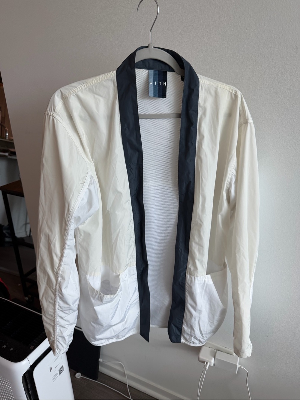 Kith Lightweight White Jacket with Black Trimmed Placket